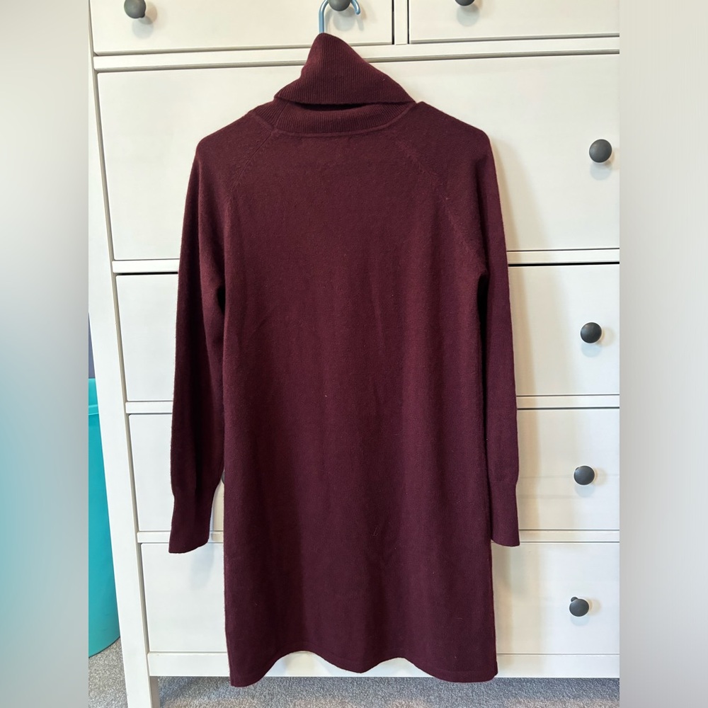 Quince | NWOT Cashmere Turtleneck Sweater Mini Dress in Burgundy Size M